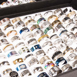 Wholesale Bulk Lots 50pcs Rings Mix Styles Top unisex Fashion colorful Stainless Steel Wedding Ring
