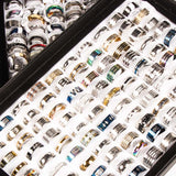 Wholesale Bulk Lots 50pcs Rings Mix Styles Top unisex Fashion colorful Stainless Steel Wedding Ring