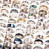 Wholesale Bulk Lots 50pcs Rings Mix Styles Top unisex Fashion colorful Stainless Steel Wedding Ring