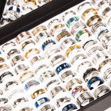 Wholesale Bulk Lots 50pcs Rings Mix Styles Top unisex Fashion colorful Stainless Steel Wedding Ring