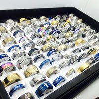 Wholesale lots bulk 50pcs finger Ring men's And women's unisex mix styles stainless steel Rings