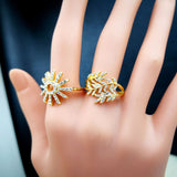 50Pcs Hot Sale Women's Rings New Design Mixed Wholesale Styles Gold Zircon Rings