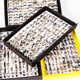 wholesale lots bulk 100pcs ring set men women unisex stainless steel gold silver black mixed styles fashion rings jewelry