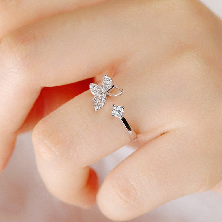 LULU Special Luxury Crystal Butterfly Adjustable Ring
