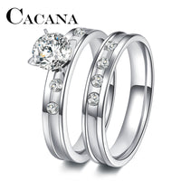 Crystal CZ Couple Rings Set for Men/Women