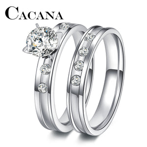 Crystal CZ Couple Rings Set for Men/Women