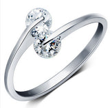 LuLu925 Sterling Silver Twin Zircon Engagement Rings