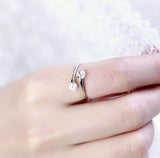 LuLu925 Sterling Silver Twin Zircon Engagement Rings
