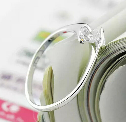 LuLu925 Sterling Silver Twin Zircon Engagement Rings