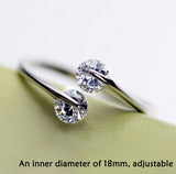 LuLu925 Sterling Silver Twin Zircon Engagement Rings