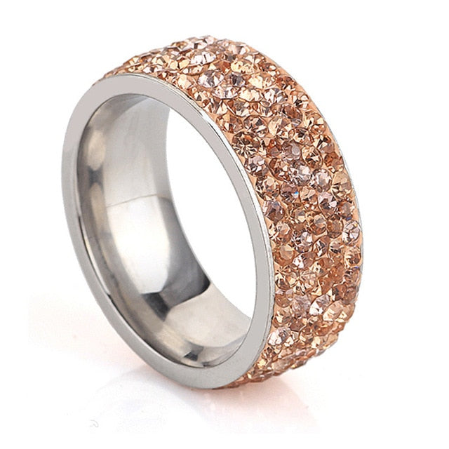 5 Row Lines Clear Crystal Wedding Rings For Princess