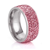 5 Row Lines Clear Crystal Wedding Rings For Princess