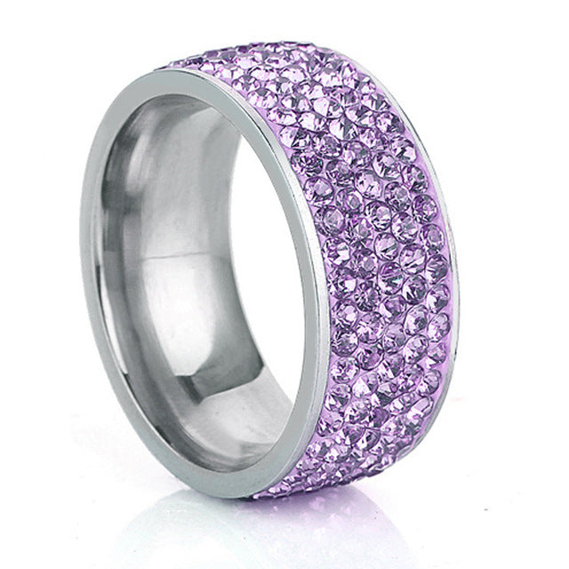 5 Row Lines Clear Crystal Wedding Rings For Princess