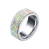 5 Row Lines Clear Crystal Wedding Rings For Princess