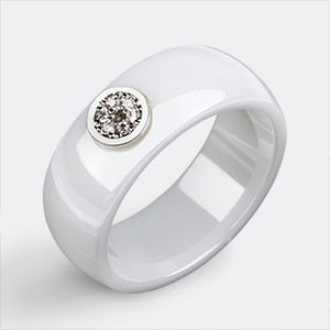 Unisex LuLu Fashion Exquisite Rhinestone Ceramic Ring for gift