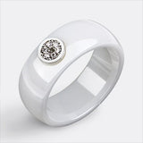 Unisex LuLu Fashion Exquisite Rhinestone Ceramic Ring for gift