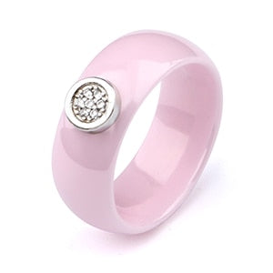 Unisex LuLu Fashion Exquisite Rhinestone Ceramic Ring for gift