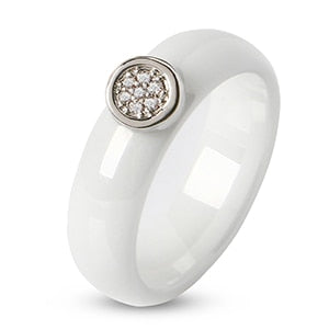 Unisex LuLu Fashion Exquisite Rhinestone Ceramic Ring for gift