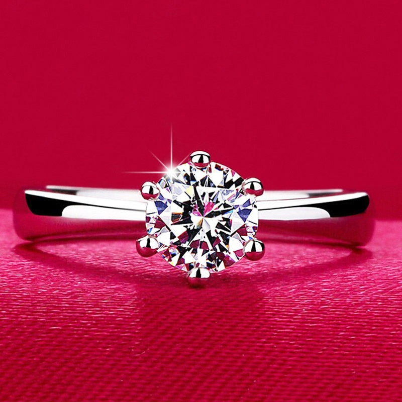 Classic Six Claw 1 Carat AAA Zircon Wedding Rings for Women