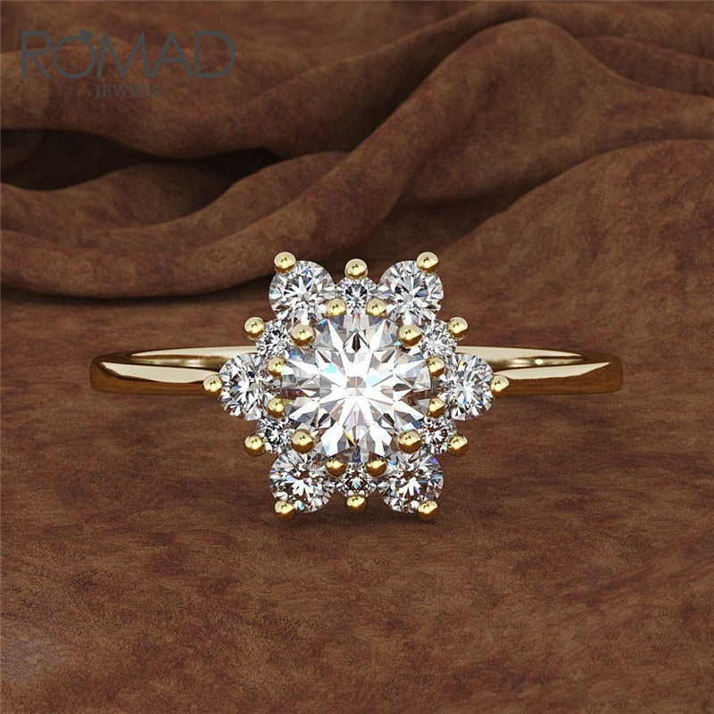 Snowflake Flower Fashion Zircon Rings For Women Valentine's Day Gift