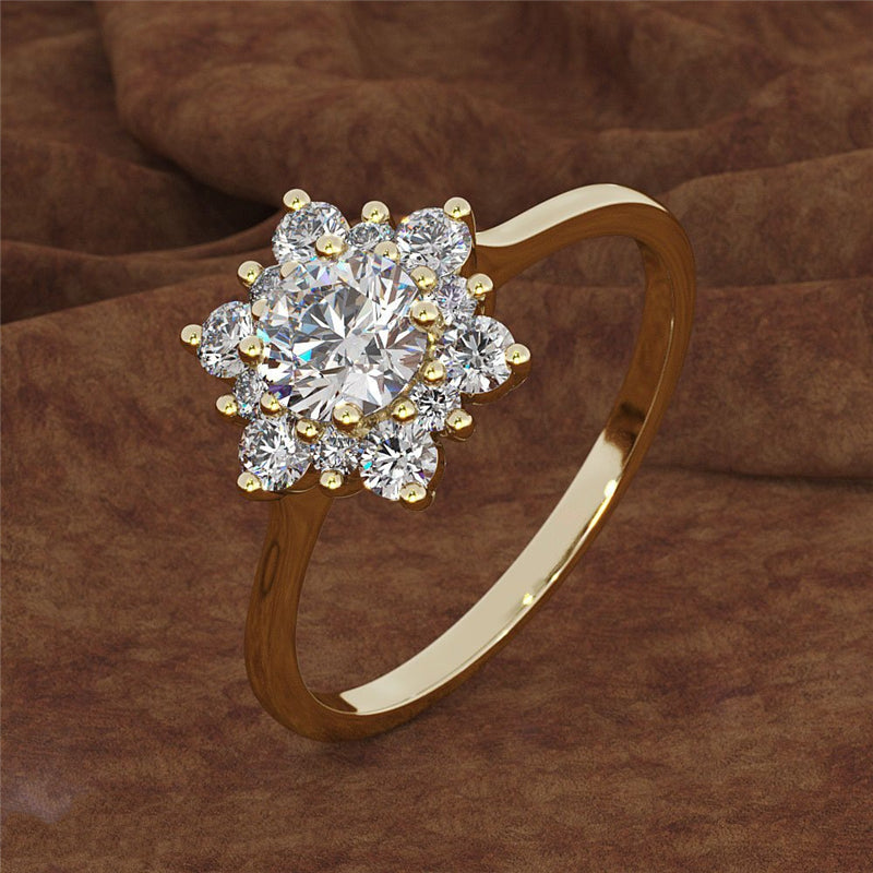 Snowflake Flower Fashion Zircon Rings For Women Valentine's Day Gift