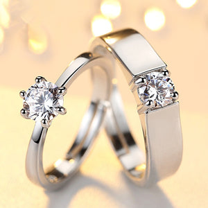 Rhodium Plated Adjustable Couples Rings