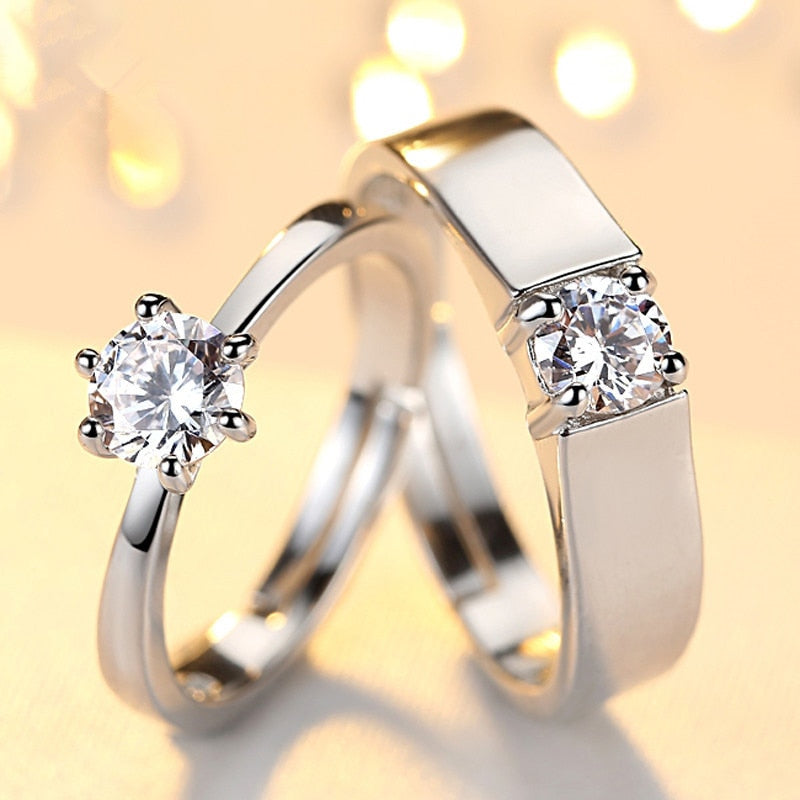 Rhodium Plated Adjustable Couples Rings