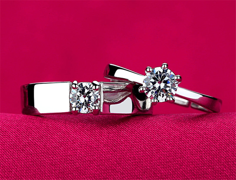 Rhodium Plated Adjustable Couples Rings