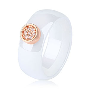 Unisex LuLu Fashion Exquisite Rhinestone Ceramic Ring for gift