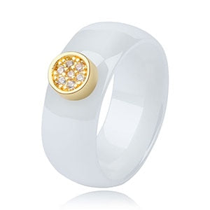 Unisex LuLu Fashion Exquisite Rhinestone Ceramic Ring for gift