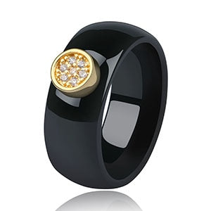 Unisex LuLu Fashion Exquisite Rhinestone Ceramic Ring for gift
