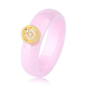 Unisex LuLu Fashion Exquisite Rhinestone Ceramic Ring for gift