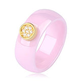 Unisex LuLu Fashion Exquisite Rhinestone Ceramic Ring for gift