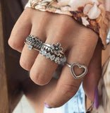 6 Pcs Set luLuhub Fashion Bohemia Leaf Crystal Crown Women's Ring