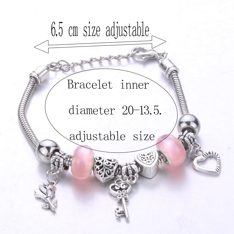 Romantic Love Heart Key and Lock Bracelet
