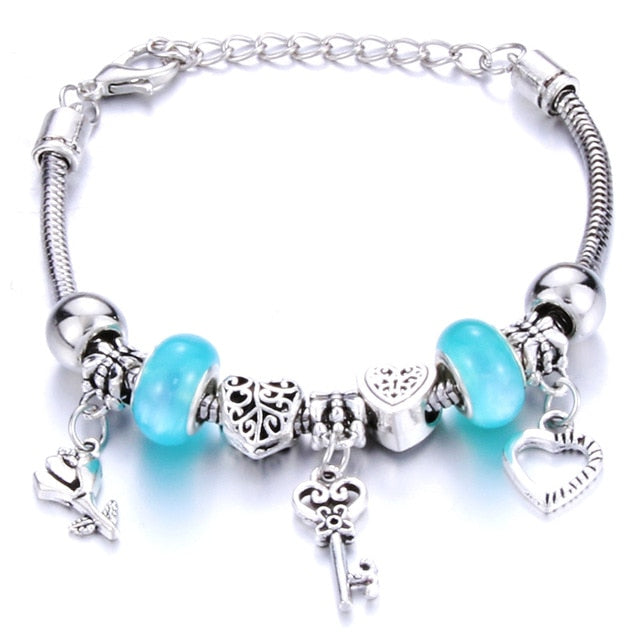 Romantic Love Heart Key and Lock Bracelet
