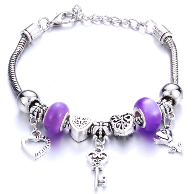 Romantic Love Heart Key and Lock Bracelet