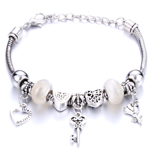 Romantic Love Heart Key and Lock Bracelet