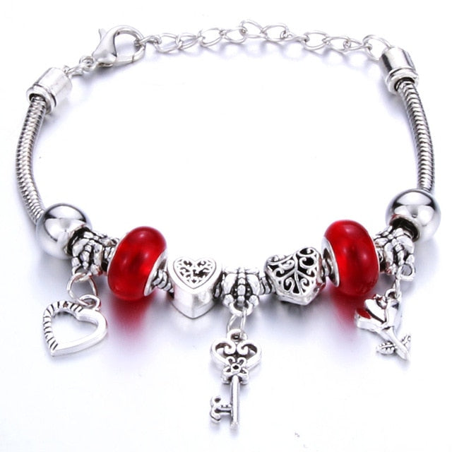 Romantic Love Heart Key and Lock Bracelet