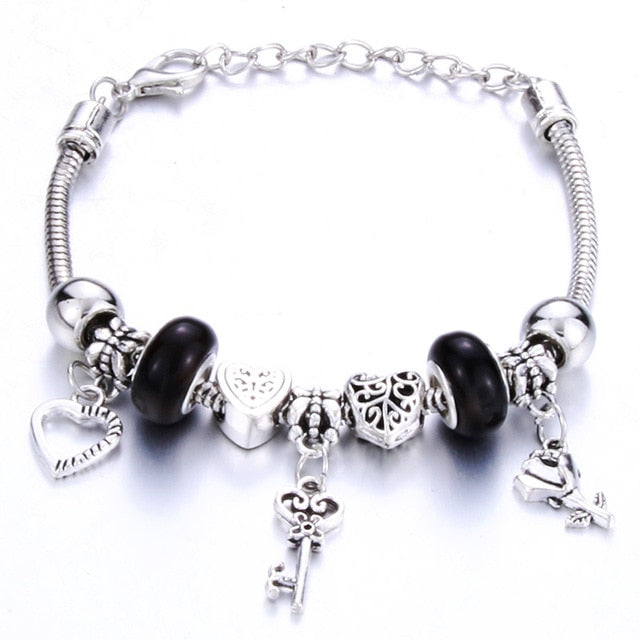 Romantic Love Heart Key and Lock Bracelet