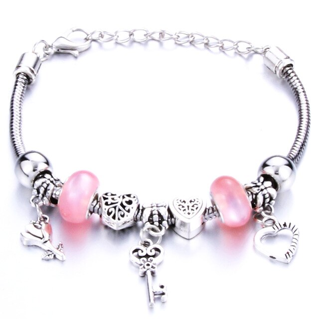 Romantic Love Heart Key and Lock Bracelet