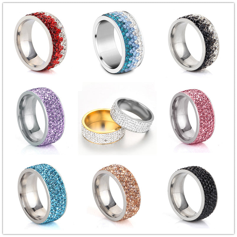 5 Row Lines Clear Crystal Wedding Rings For Princess