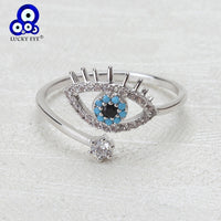 Copper Micro Pave Cubic Zircon Eye Open Adjustable Ring