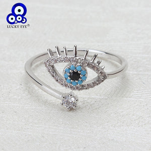 Copper Micro Pave Cubic Zircon Eye Open Adjustable Ring