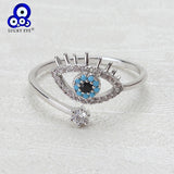 Copper Micro Pave Cubic Zircon Eye Open Adjustable Ring