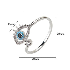 Copper Micro Pave Cubic Zircon Eye Open Adjustable Ring