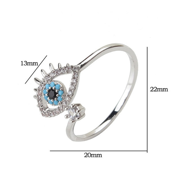 Copper Micro Pave Cubic Zircon Eye Open Adjustable Ring
