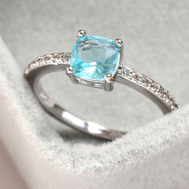 Sky Blue Stone Ring Wedding Engagement Gift